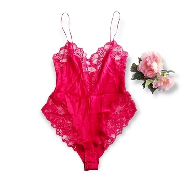 ADAGIO by Patricia Fieldwalker Vintage 80s Silk Lace Linegrie Teddy Bodysuit M - Picture 6 of 16
